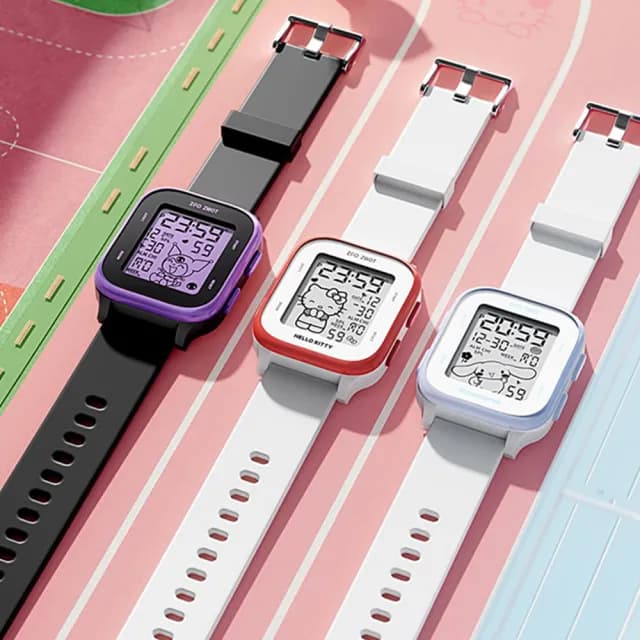 【SANRIO 三麗鷗】酷洛米大耳狗凱蒂貓方形防水運動電子錶(兒童 學生 手錶)