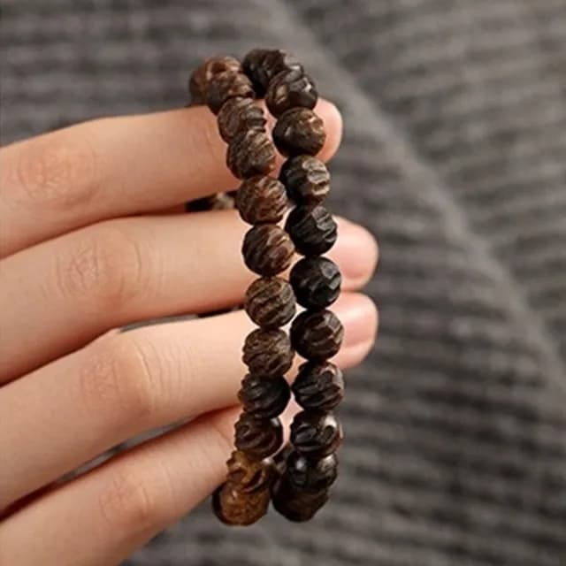 【MoonDy】雙11 綠奇楠沉香手鍊 單圈佛珠手串 8mm沉香串珠飾品 沉香手飾 復古文玩