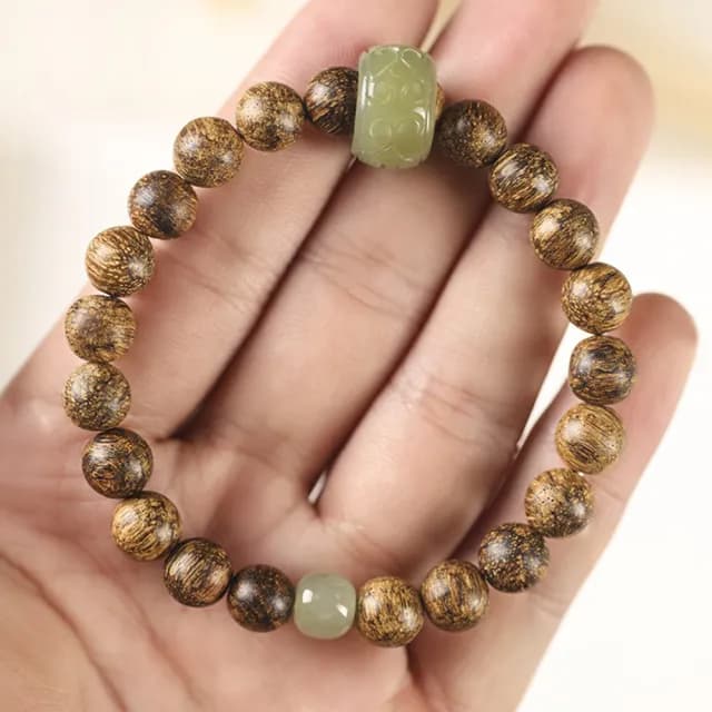 【KT DADA】雙11 天然玉石 玉飾品 圓珠手串 沉香木手鍊 和田玉手串 如意紋跑環