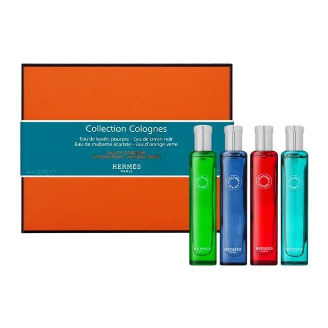 【Hermes 愛馬仕】古龍水禮盒 15ml*4(國際航空版.黑檸檬+緋紅火參+橘綠之泉+紫羅勒)