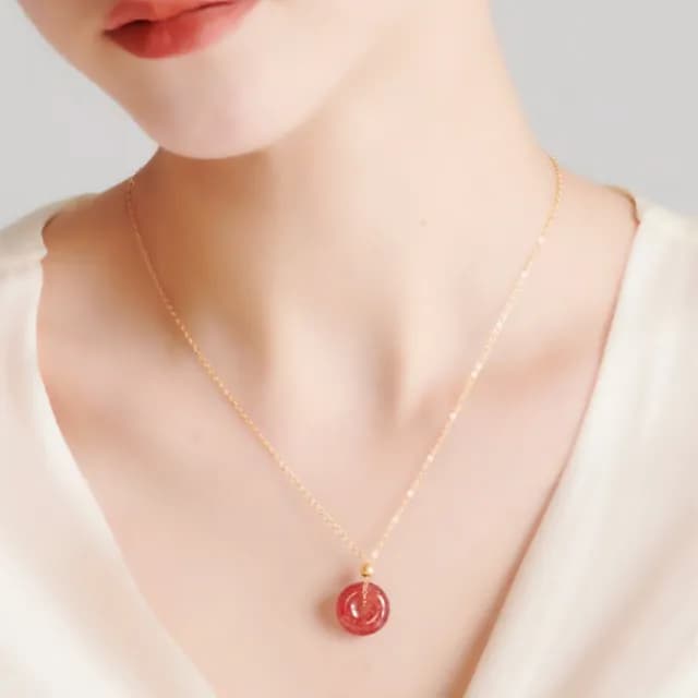 【紐約精品】現貨+預購 天然草莓晶項鍊女項鍊項鏈鎖骨鏈轉運招財淨化開運情人節禮物配件(飾品a1lh25)