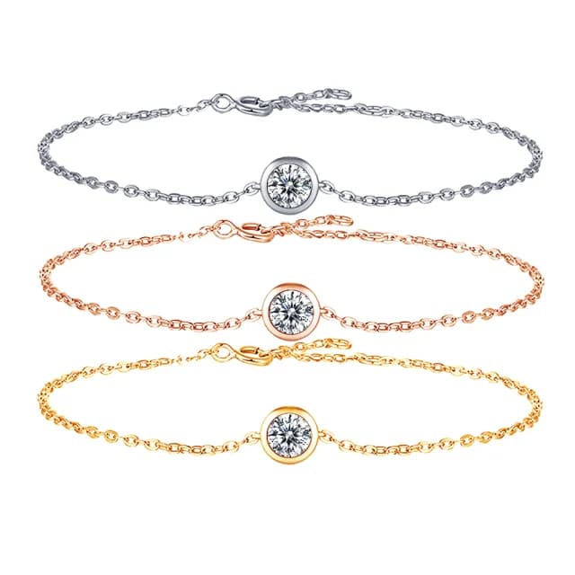 【BRILLMOND】25分 天然鑽石手鍊 18K金 歐式款三色選(天然鑽石25分)