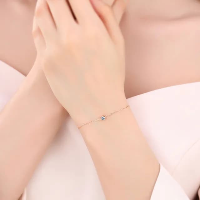 【BRILLMOND】25分 天然鑽石手鍊 18K金 歐式款三色選(天然鑽石25分)