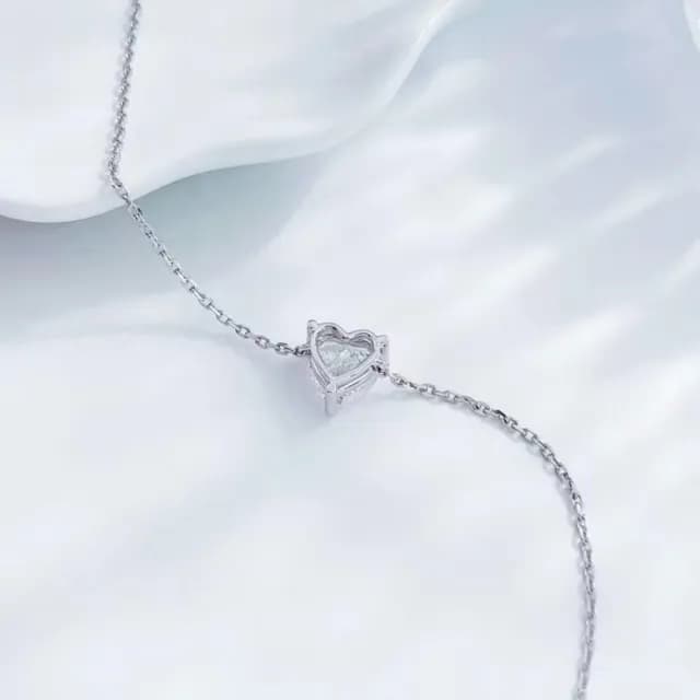 【鉅曜】PT950 1克拉 愛的心動簡約小清新鑽石手鍊 單顆1克拉 培育鑽石 真鑽(培育鑽石)