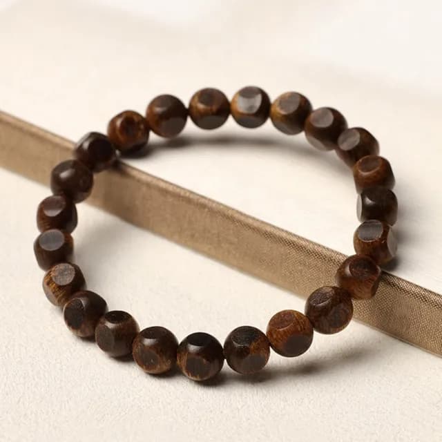 【MoonDy】雙11 綠奇楠沉香手串 四面珠串珠素圈 文玩 飾品 佛珠手鍊 新中式手飾 8mm