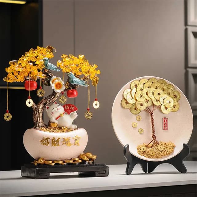 【超微米】招財進寶搖錢樹 發財樹 客廳玄關桌上擺飾 前台擺件 家居裝飾品 擺件 喬遷禮物(搖錢樹搖錢樹)