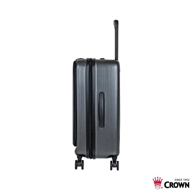 【CROWN 皇冠】DOPPIO 25吋 前開式霧面拉鍊 拉桿箱(行李箱/旅行箱/密碼鎖)