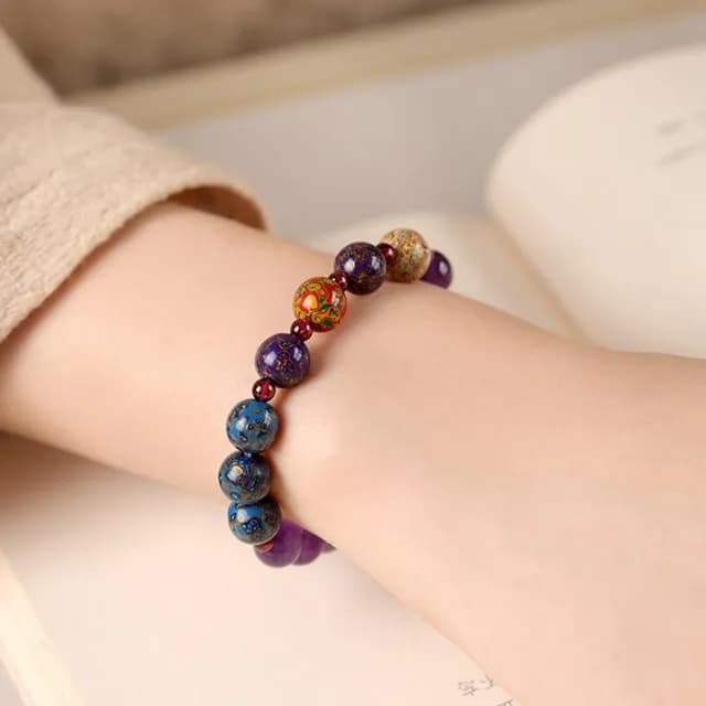 【KT DADA】雙11 石榴石配飾 圓珠飾品 紫水晶手串 大漆轉運珠手鍊 水晶單圈串珠手飾