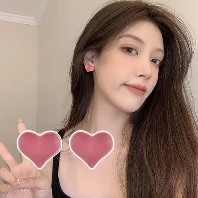 【可可愛愛】果凍粉愛心耳環1對(造型耳釘 七夕 情人節 生日 耳飾 飾品 禮物)