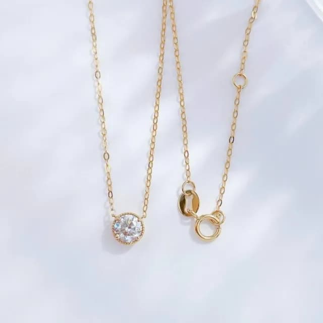 【鉅曜】50分 圓漾晶鑽簡約時尚圓鑽項鍊 培育鑽石 真鑽 鑽石 項鍊(培育鑽石 18K金)