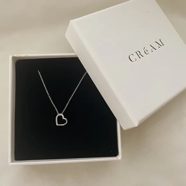 【CReAM】Faye 925純銀愛心心型亮鑽銀色女項鍊(生日 禮物 送禮 禮盒)