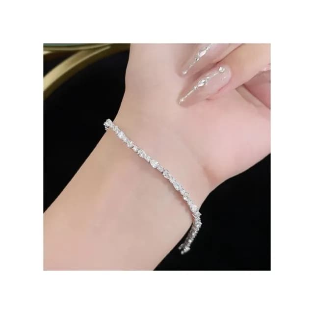 【鉅曜】PT950 4克拉 豪華時尚排鑲滿鑽花式切割鑽石手鍊 培育鑽石 真鑽(培育鑽石)