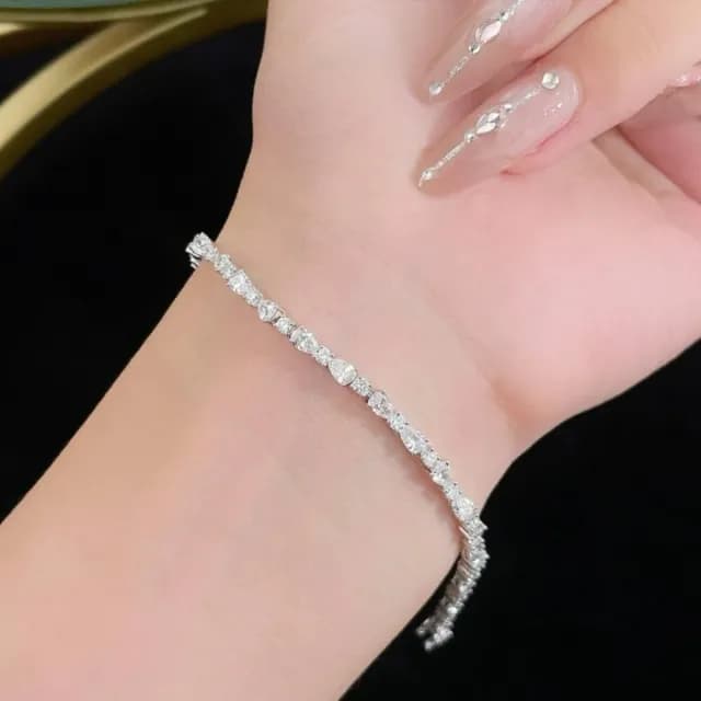 【鉅曜】PT950 4克拉 豪華時尚排鑲滿鑽花式切割鑽石手鍊 培育鑽石 真鑽(培育鑽石)