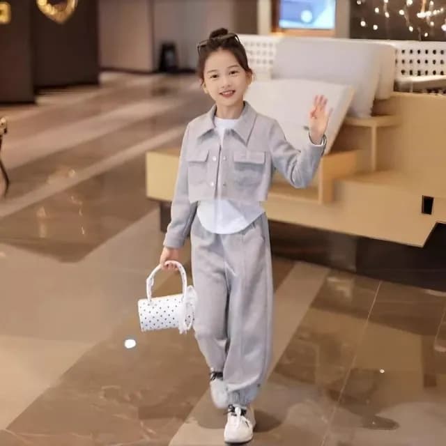 【小衣衫童裝】中大女童春秋款韓版時尚三件組長袖套裝(1140826)