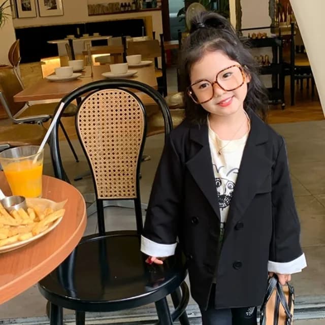 【橘魔法】簡約修身西裝外套(薄外套 長袖外套 西外 婚禮 攝影 表演 花童 中性款 女童 男童 兒童 童裝)