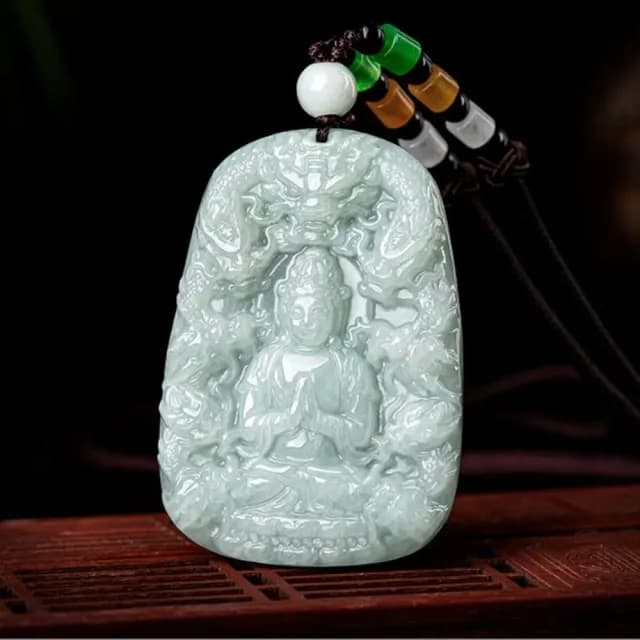 【Penny珮妮】緬甸A貨翡翠九龍觀音吊墜項鍊(母親節 父親節 情人節 生日 尾牙 結婚 新年 交換禮物)