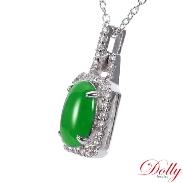 【DOLLY】14K金 緬甸冰種翡翠鑽石項鍊(母親節 交換禮物 長輩送禮首選)