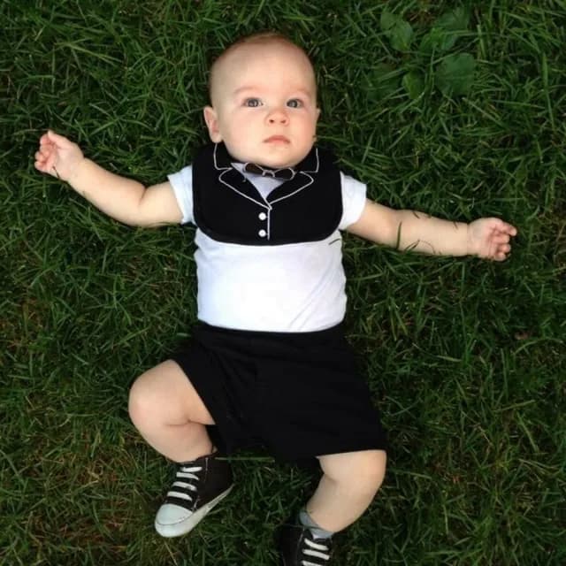 【Frenchie Mini Couture】嬰童禮盒 - 燕尾服圍兜2件組(彌月禮盒新生兒滿月生日禮萬聖節童裝)