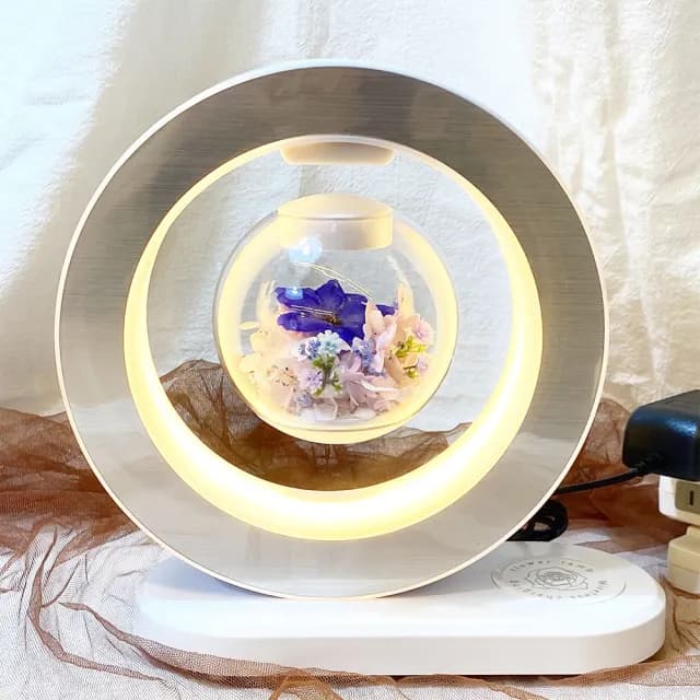 【OSTARA FLORIST 奧斯塔拉花藝】新款夢幻飛燕系列 永生花懸浮檯燈含藍芽音響及無線充電(居家生活、花禮)