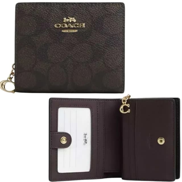 【COACH】金標 大C鈕扣零錢袋短夾 三款可選(coach  零錢包 女夾 女皮包 女短夾)