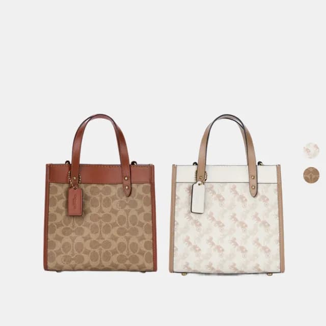 【COACH】蔻馳官方直營 FIELD 22 馬車圖案印花托特手袋-兩色任選(CU786/CU887)