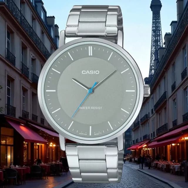 【CASIO 卡西歐】MTP-VT04D-8E 簡約設計 都會時尚 男指針錶(經典潮流 錶徑約4.0公分)