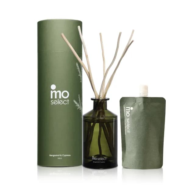 【mo select】植萃精油天然柳枝擴香禮盒贈大補充包超值組(擴香瓶禮盒180ml+補充包250ml/精油擴香/送禮)
