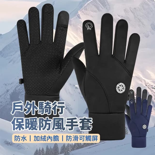 【Warmi】可觸控加厚加絨防滑保暖手套 防風防水防寒手套 冬季戶外登山滑雪手套 騎行健行機車手套 交換禮物