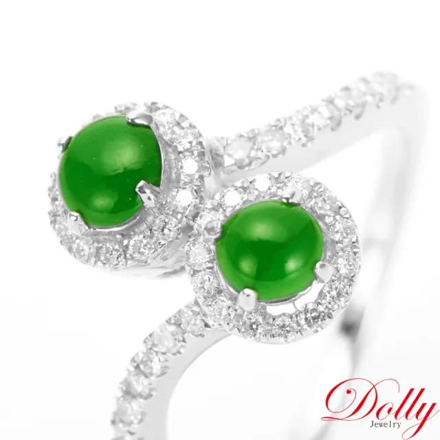 【DOLLY】18K金 緬甸冰種陽綠翡翠鑽石戒指(母親節 交換禮物 長輩送禮首選)