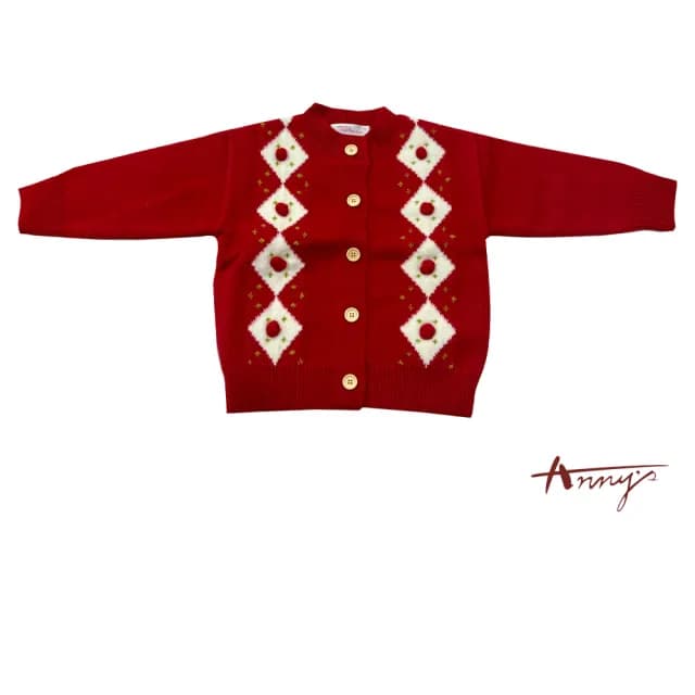 【ANNY’S 安妮公主】童裝 甜美圓領紅點點造型針織毛衣秋冬款(3636紅色)