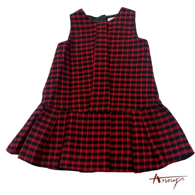 【ANNY’S 安妮公主】童裝  優雅氣質小格紋秋冬款背心裙(3229藍色)