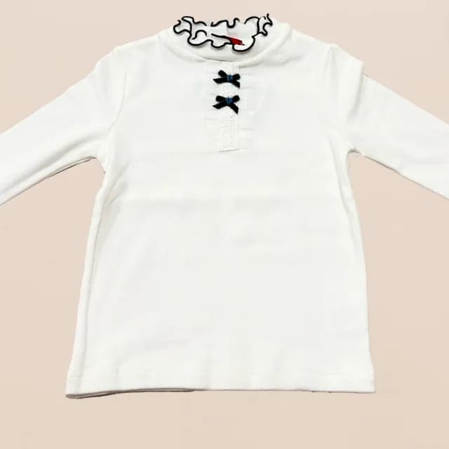 【ANNY’S 安妮公主】童裝 舒適荷葉邊領口袖口蝴蝶結秋冬款上衣(3428藍色)