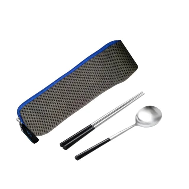 【Buffalo 牛頭牌】雅潔304不鏽鋼隨身餐具組(筷+湯匙+餐具袋/餐具袋款式隨機出貨)