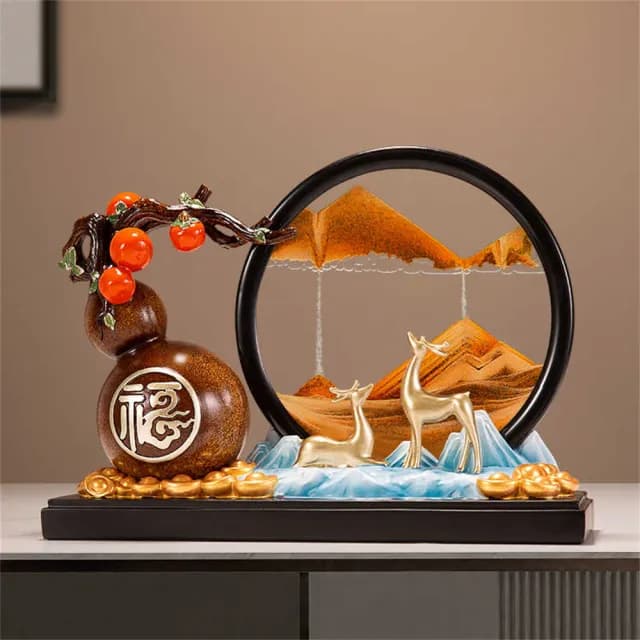 【超微米】創意流沙畫擺飾 柿柿如意葫蘆擺件 客廳辦公室裝飾品 招財開業禮物 送禮喬遷新居禮品(流沙畫擺飾)