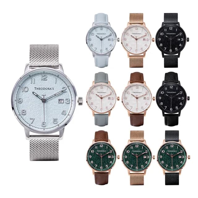 【THEODORA’S 希奧朵拉】小錶面｜時間旅人-漫遊者日顯夜光手錶(女錶 日期顯示 夜光 藍寶石水晶玻璃)