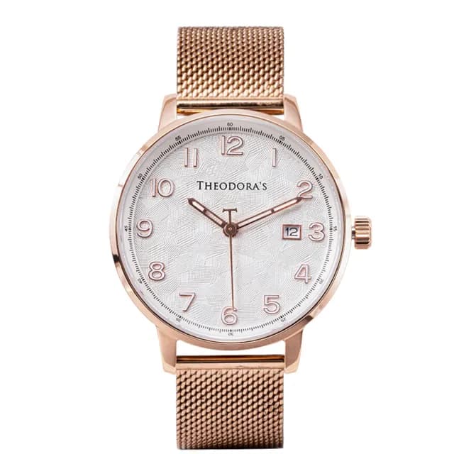 【THEODORA’S 希奧朵拉】小錶面｜時間旅人-漫遊者日顯夜光手錶(女錶 日期顯示 夜光 藍寶石水晶玻璃)