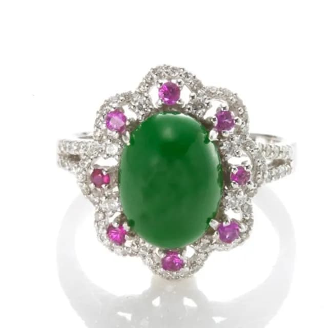 【DOLLY】18K金 緬甸冰種陽綠A貨翡翠鑽石戒指(母親節 交換禮物 長輩送禮首選)