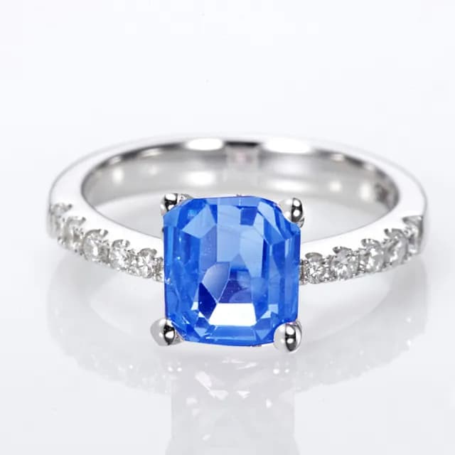 【DOLLY】PT950鉑金 無燒斯里蘭卡藍寶石鑽石戒指(母親節 交換禮物 長輩送禮首選)