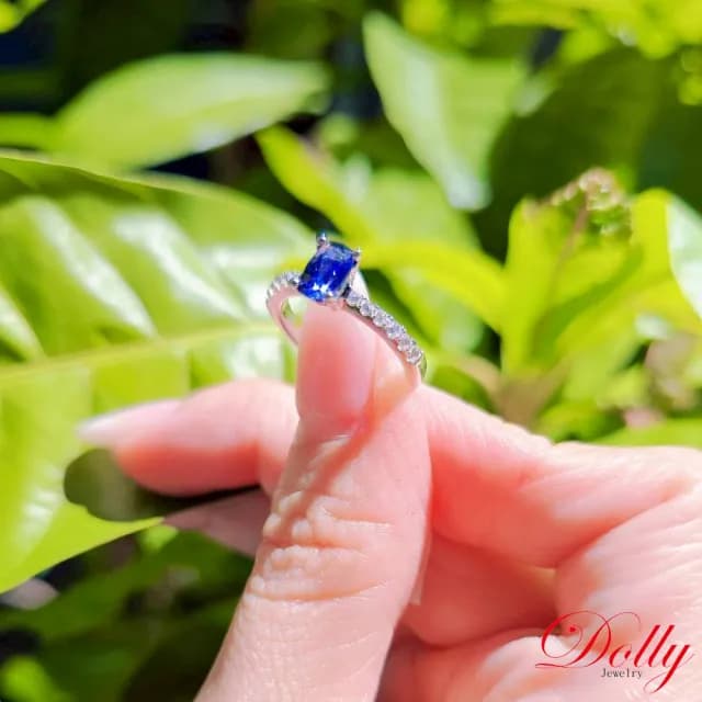 【DOLLY】PT950鉑金 無燒斯里蘭卡藍寶石鑽石戒指(母親節 交換禮物 長輩送禮首選)