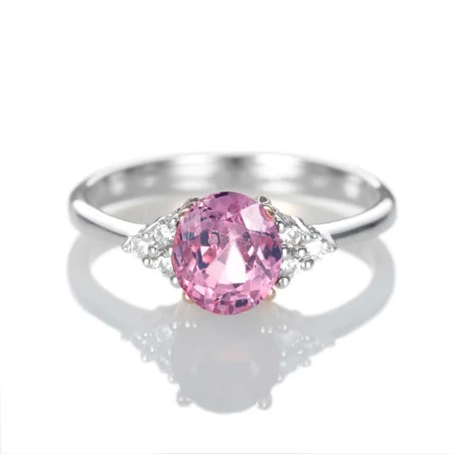 【DOLLY】1克拉 天然艷彩尖晶石鑽石戒指-019(母親節 交換禮物 長輩送禮首選)