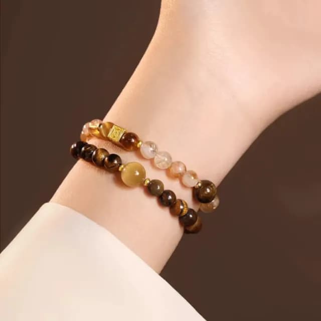 【Twinkle Me】招財暴富開運水晶手鍊/手環+精緻禮盒組(黃金虎眼石 黃水晶)