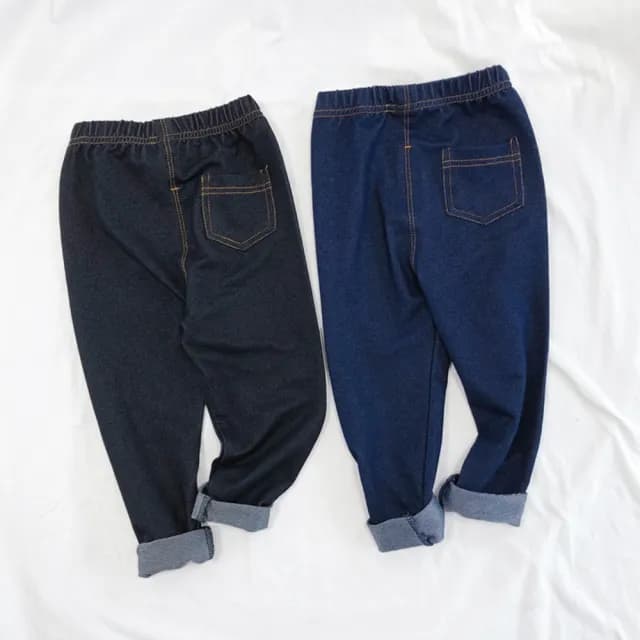 【橘魔法】彈性仿牛仔色小腳褲(窄管褲 內搭褲 長褲 褲子 兒童 男童 女童 童裝)