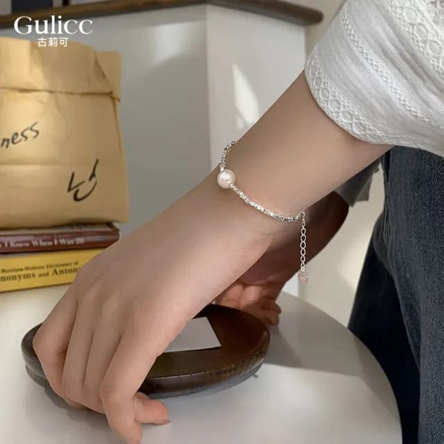 【Golicc】輕奢碎銀子 柔美珍珠手鍊(雙11 聖誕節 生日 手環 手繩 首飾 飾品 禮物)