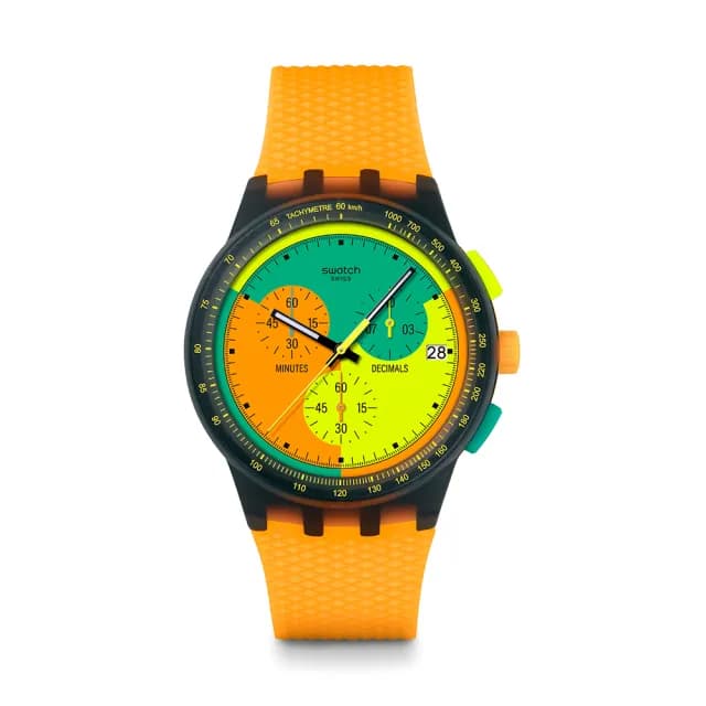 【SWATCH】NEON SIGNAL FLAG 經典手錶/男錶/女錶/瑞士製造 SUSB422(42mm)