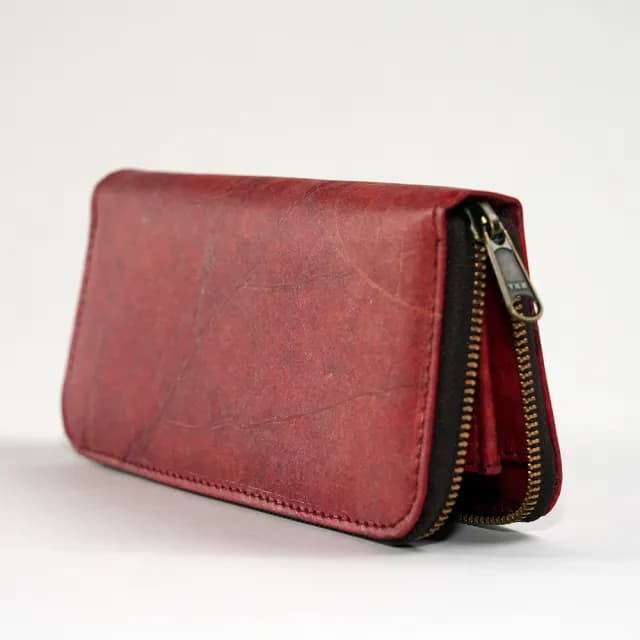 【Tevrin 森光】雙11 樹葉長夾拉鍊款(樹葉錢包／環保再生／文青質感／手工製造)