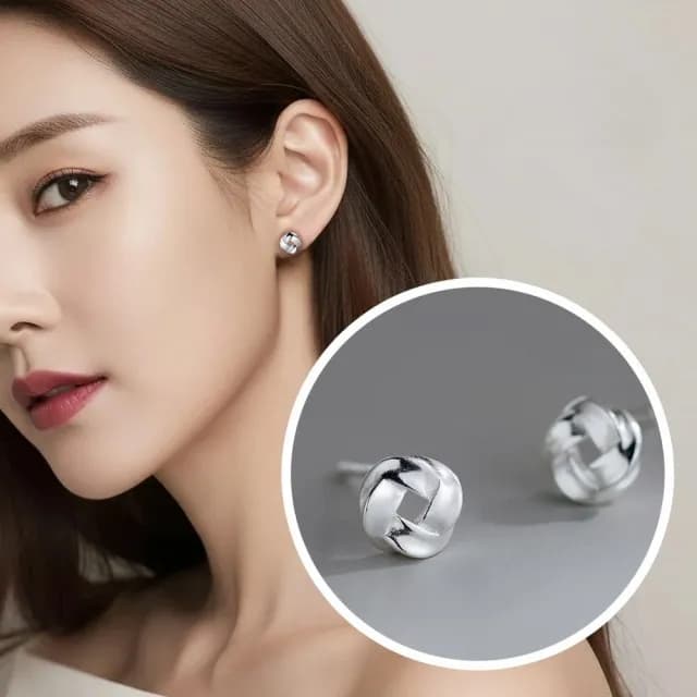 【維克維娜】方形交錯編織925純銀耳環