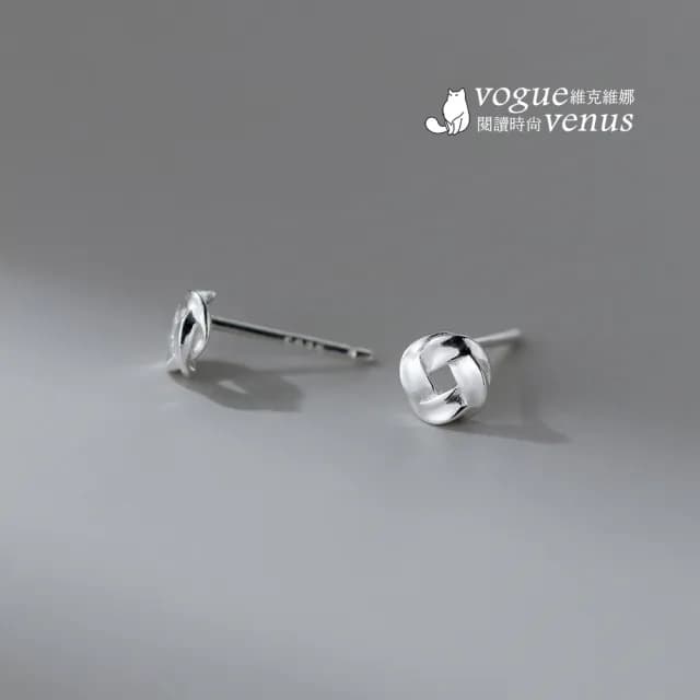 【維克維娜】方形交錯編織925純銀耳環