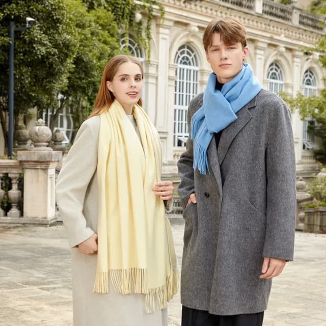 【TLYS-J】雙11 秋冬流蘇羊毛保暖圍巾 高級感純色圍巾 披肩 保暖圍脖 情侶圍巾 防風防寒護頸脖圍