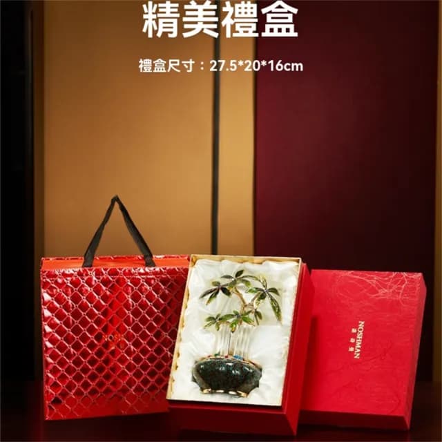 【超微米】琺瑯發財樹 聚寶盆 擺件 辦公室裝飾品 公司擺飾 招財擺件 喬遷店鋪開業禮物(聚寶盆發財樹)
