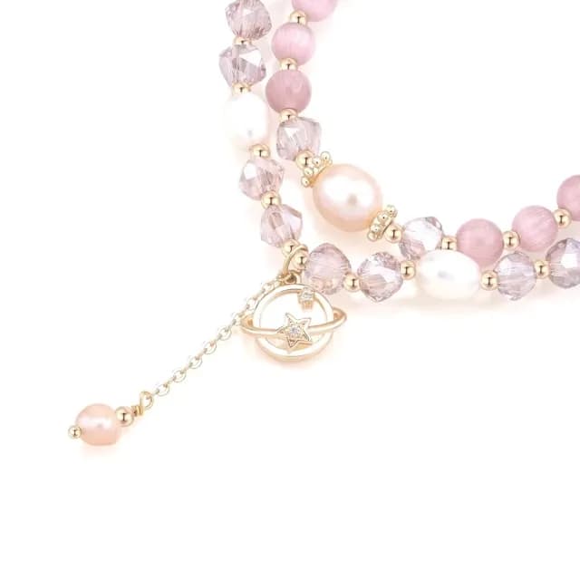 【小眾高級】貓眼石雙圈手鍊(疊戴 多圈 女 甜美 百搭 手串 禮物)